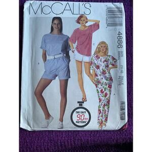 McCalls 4886 top shorts pants sewing pattern sz 10 12
